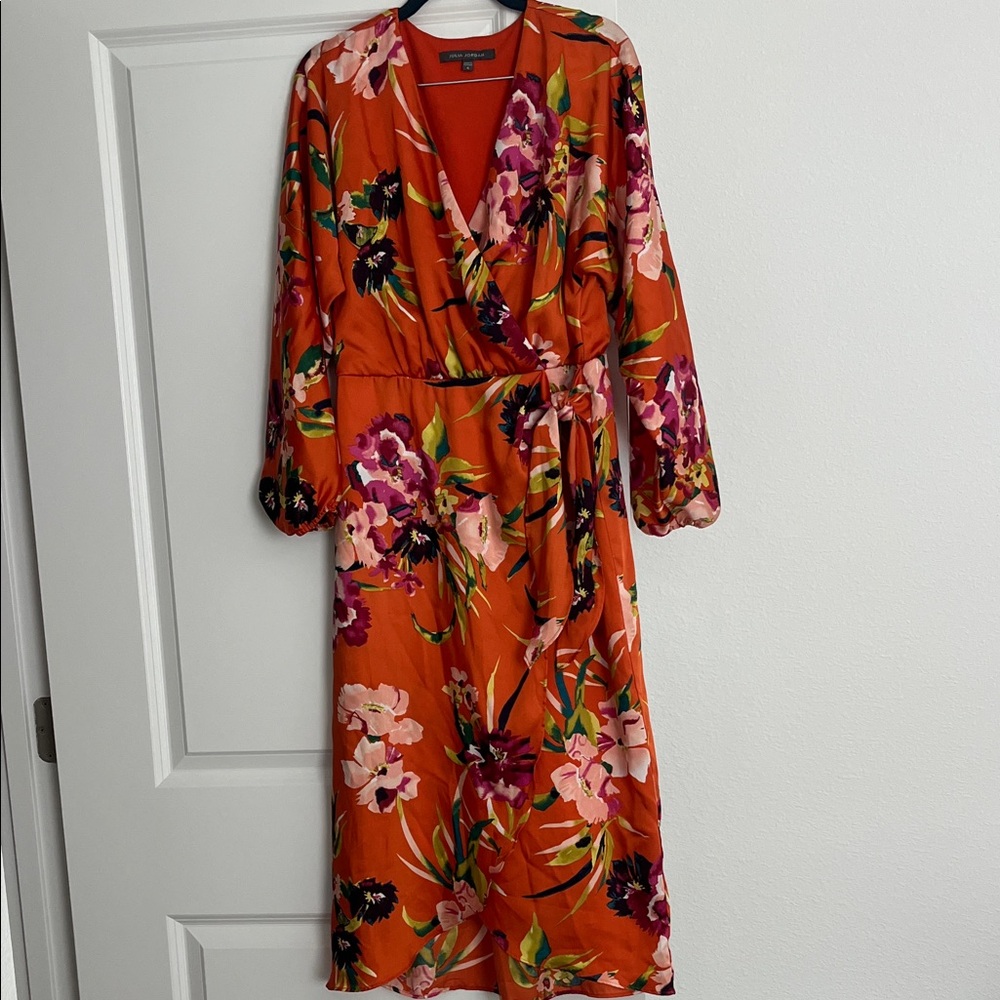 Julia Jordan Orange Floral Long Sleeve Dress Sz 4